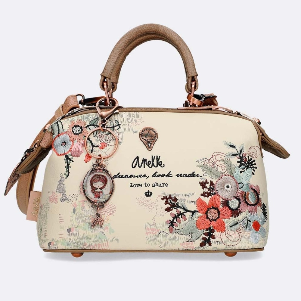 Floral Embroidered Mini Satchel Crossbody